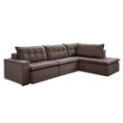 Sofá 5 Lugares Presidente com Chaise Direito Veludo Marrom Escuro 316 cm