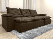 Sofá 5 Lugares Retrátil e Reclinável 2,70 Metros Alpoim Estofados Marrom 200 Athenas