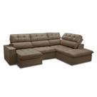 Sofá 5 Lugares Retrátil e Reclinável Arezzo com Chaise Direito Veludo Castor