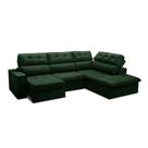 Sofá 5 Lugares Retrátil e Reclinável Arezzo com Chaise Direito Veludo Verde Sofá 5 Lugares Retrátil e Reclinável Arezzo com Chaise Direito Veludo Verde