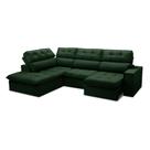 Sofá 5 Lugares Retrátil e Reclinável Arezzo com Chaise Esquerdo Veludo Verde