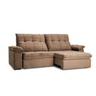 Sofá 5 Lugares Retrátil e Reclinável cm USB Flexforma Triton Veludo Tabaco 290 cm