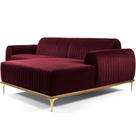 Sofá 6 Lugares com Chaise Direito Para Sala Molino 350 cm D02 Veludo Marsala C-278 - Lyam Decor