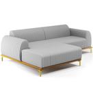 Sofá 6 Lugares com Chaise Esquerdo Sala de Estar Molino 350cm D02 Linho Cinza D-315 - Lyam Decor