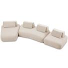 Sofá 6 Lugares Com Chaise Para Sala De Estar Living 435cm Shape T03 Veludo Bege - Lyam Decor Sofá 6 Lugares Com Chaise Para Sala De Estar Living 435cm Shape T03 Veludo Bege - Lyam Decor