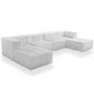 Sofá 6 Lugares Para Sala Living Modular Com Puff Lancaster F04 Bouclê Branco - Lyam Decor