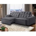 Sofá 6 Lugares Retrátil e Reclinável Alasca 290 Cm Pillow Veludo Cinza 522 MegaSul