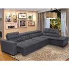 Sofá 7 Lugares de Canto Retrátil Reclinável Pillow Chaise E 3,60 x 2,20m Sttilo Cinza - MegaSul