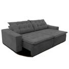 Sofá Amazonas 290 cm Retrátil com Molas Suede Veludo Light Cinza - Sofá na Web Sofá Amazonas 290 cm Retrátil com Molas Suede Veludo Light Cinza - Sofá na Web