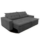 Sofá Amazonas 300 cm Retrátil com Molas Suede Veludo Light Cinza - Sofá na Web
