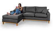 Sofá Amsterdã Living Com Chaise Lado Direito Em Linho Essencial Estofados