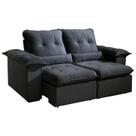 Sofá Arsenal 3 Lugares Retrátil e Reclinável 200cm Tecido Veludo Aifos Cor Preto Sofá Arsenal 3 Lugares Retrátil e Reclinável 200cm Tecido Veludo Aifos Cor Preto