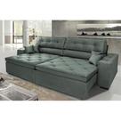 Sofá Austin 2,22m Retrátil, Reclinável com Molas no Assento e Almofadas, Suede Grafite Cama inBox