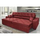 Sofá Austin 2,42m Retrátil, Reclinável, Molas no Assento e Almofadas, Tecido Suede Velusoft Vermelho Sofá Austin 2,42m Retrátil, Reclinável, Molas no Assento e Almofadas, Tecido Suede Velusoft Vermelho