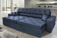 Sofá Austin 3,02m Retrátil, Reclinável com Molas no Assento e Almofadas, Tecido Suede Azul