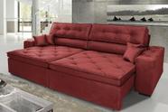 Sofá Austin 3,02m Retrátil, Reclinável, Molas no Assento e Almofadas, Tecido Suede Velusoft Vermelho