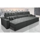 Sofá Austin 3,22m Retrátil, Reclinável com Molas no Assento e Almofadas, Tecido Suede Cinza Sofá Austin 3,22m Retrátil, Reclinável com Molas no Assento e Almofadas, Tecido Suede Cinza