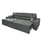 Sofá Austin Plus 2,02 m Retrátil com Molas Veludo Light Grafite - Sofá na Web Sofá Austin Plus 2,02 m Retrátil com Molas Veludo Light Grafite - Sofá na Web