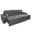 Sofá Austin Plus 2,62 m Retrátil com Molas Veludo Light Grafite - Sofá na Web Sofá Austin Plus 2,62 m Retrátil com Molas Veludo Light Grafite - Sofá na Web