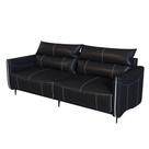 Sofá Austin Reclinável 2 Lugares Couro Preto Pés Em Aço 194cm - 69522