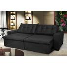 Sofá Austrália 2,12m Retrátil, Reclinável, Molas e Pillow no Assento Tecido Suede Preto Cama InBox