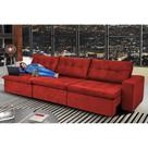 Sofá Austrália 3,52 Mts Retrátil, Reclinável Com Molas e Pillow no Assento Tecido Suede Vermelho- Cama InBox