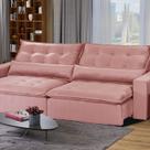 Sofá Bahia Modular 6 Lugares 290cm com Molas Retrátil e Reclinável Yescasa Rosa Rose