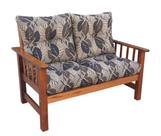 Sofá Banco Namoradeira Colinial Cancún 2 Lugares de Madeira Banco Super Resistente Estofado Floral Tons Marrom e Preto