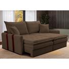 Sofá Baú Sem Caixa Retrátil 2,00m SoftGel Bonnie Boucle Marrom Cama inBox