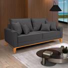 Sofá Beny 3 Lugares 1,80m Linho Sala Base de Madeira Fixo