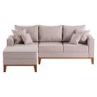 Sofá beny 3 lugares com chaise esquerdo linho cru - bonequinha móveis