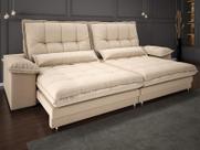 Sofá Bergamo 2,10m Retrátil e Reclinável Linho Soft Bege - NETSOFAS Sofá Bergamo 2,10m Retrátil e Reclinável Linho Soft Bege - NETSOFAS