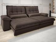 Sofá Bergamo 2,30m Assento Retrátil e Reclinável Velosuede Chocolate - NETSOFAS