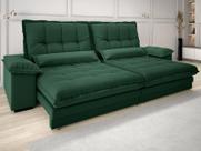 Sofá Bergamo 2,30m Assento Retrátil e Reclinável Velosuede Verde - NETSOFAS