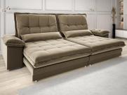 Sofá Bergamo 2,30m Retrátil e Reclinável Veludocristal Castor - NETSOFAS