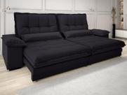 Sofa Bergamo 2,50m Assento Retratil e Reclinavel Velosuede Preto - NETSOFAS