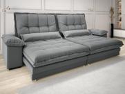 Sofá Bergamo 2,90m Assento Retrátil e Reclinável Velosuede Grafite - NETSOFAS