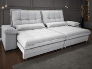 Sofá Bergamo 2,90m Retrátil e Reclinável Linho Soft Prata - NETSOFAS