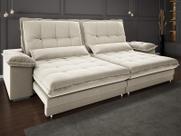 Sofá Bergamo 2,90m Retrátil e Reclinável Veludocristal Areia - NETSOFAS