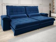 Sofá Bergamo 2,90m Retrátil e Reclinável Veludocristal Azul Marinho - NETSOFAS