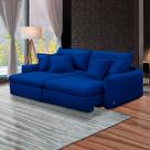 Sofá Bipartido 250cm Retrátil Reclinável Almofadas Caixa Zero Sydney Veludo Azul G93 - Gran Belo