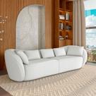 Sofá Bipartido Sala de Estar Diamond 292cm com Almofadas Soltas Bouclê Branco G52 - Gran Belo