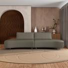 Sofá Bipartido Sala de Estar Jamaica 300cm Curvo Pés Alumínio Veludo Marrom G52 - Gran Belo