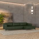 Sofá Bipartido Sala de Estar Kiara 352cm Chaise Direito Pés de Ferro material sintético Manchado G52 - Gran Belo