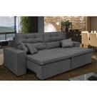 Sofá Cairo 2,32m Retrátil, Reclinável Tecido Suede Cinza