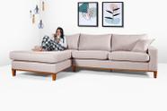 Sofá California 4 Lugares Living Chaise Linho Lado Direito