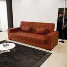 Sofá Cama 02 Lugares 210cm Lisboa Sintético PU Nozes D03 - D'Rossi