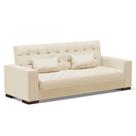 Sofá Cama 02 Lugares Lisboa material sintético Bege de Pés de Plástico