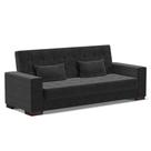 Sofá Cama 02 Lugares Lisboa Suede Pés De Madeira Cor Preto