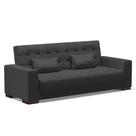 Sofá Cama 02 Lugares material sintético Preto Pés De Madeira